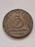 Królestwo Polskie 5 Fenigów 1918 r Królestwo Polskie 5 Fenigów 1918 r