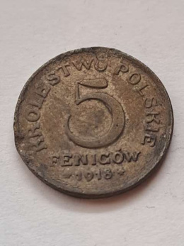 Królestwo Polskie 5 Fenigów 1918 r