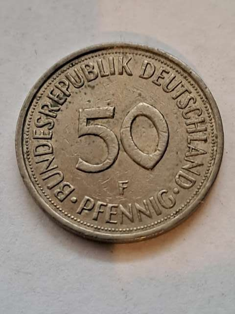 Niemcy 50 Pfenning 1975 r F Niemcy 50 Pfenning 1975 r F