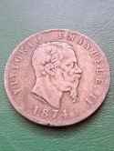 Włochy 5 Lir Emanuel II 1874 r Włochy 5 Lir Emanuel II 1874 r