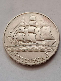 5 zł Żaglowiec 1936 r