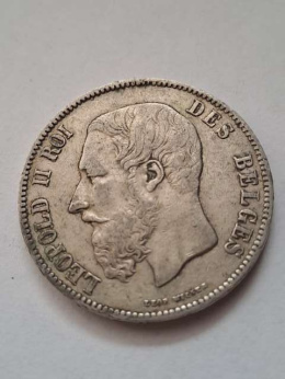 Belgia 5 Franków Leopold II 1869 r