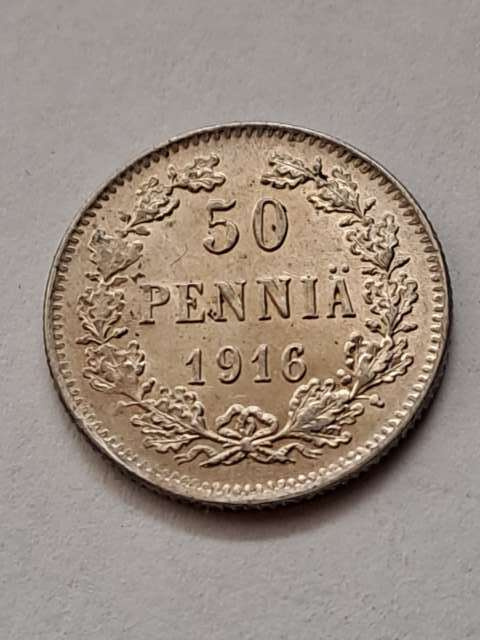 Finlandia 50 Pennia Mikołaj II 1916 r Finlandia 50 Pennia Mikołaj II 1916 r