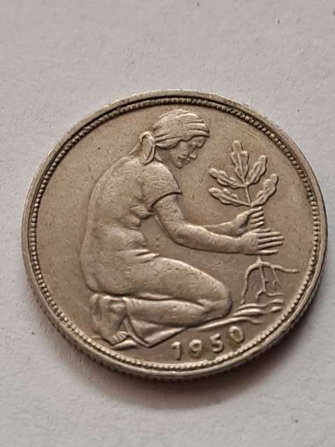Niemcy 50 Pfenning 1950 r J Niemcy 50 Pfenning 1950 r J
