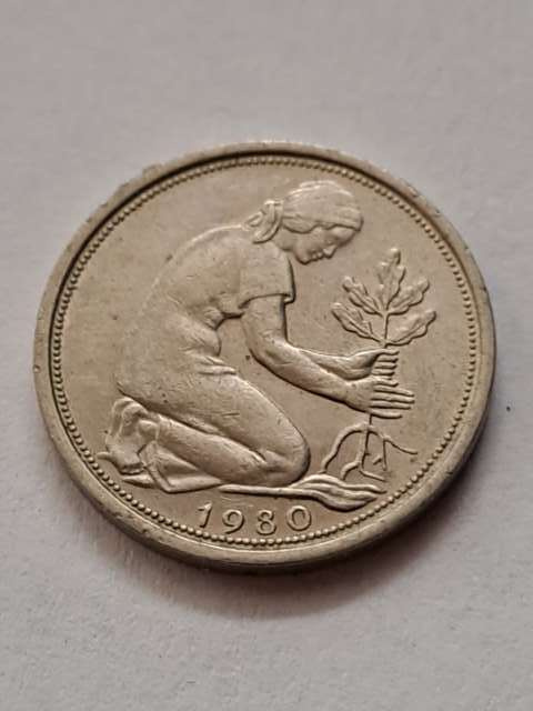 Niemcy 50 Pfenning 1980 r D Niemcy 50 Pfenning 1980 r D