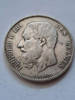 Belgia 5 Franków Leopold II 1870 r