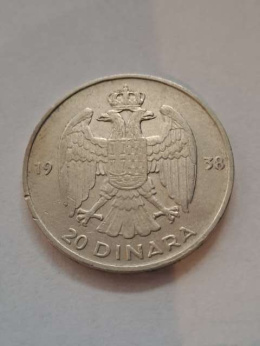 Jugosławia 20 Dinara Piotr II 1938 r