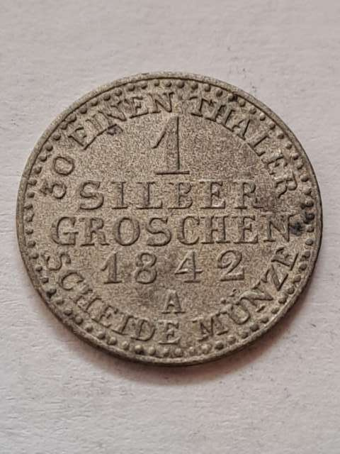 Niemcy 1 Srebrny Grosz Prusy 1842 r Niemcy 1 Srebrny Grosz Prusy 1842 r