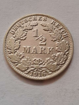 Niemcy 1/2 Marki Wilhelm II 1916 r A
