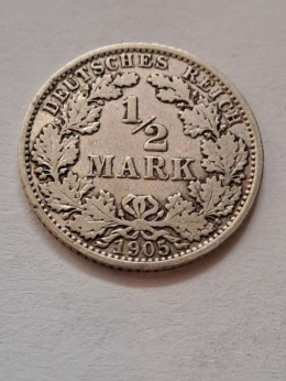 Niemcy 1/2 Marki Wilhelm II 1905 r A