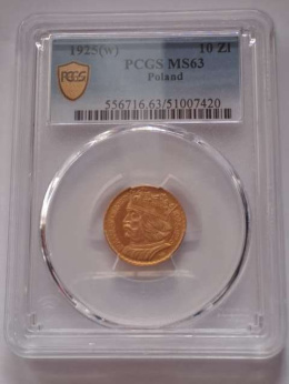 10 zł Bolesław Chrobry 1925 r PCGS MS 63