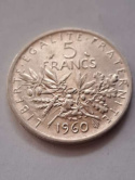 Francja 5 Franków 1960 r Francja 5 Franków 1960 r