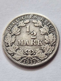 Niemcy 1/2 Marki Wilhelm II 1917 r A Niemcy 1/2 Marki Wilhelm II 1917 r A