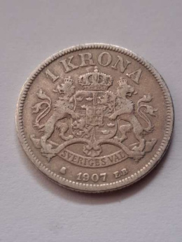 Szwecja 1 Korona Oscar II 1907 r