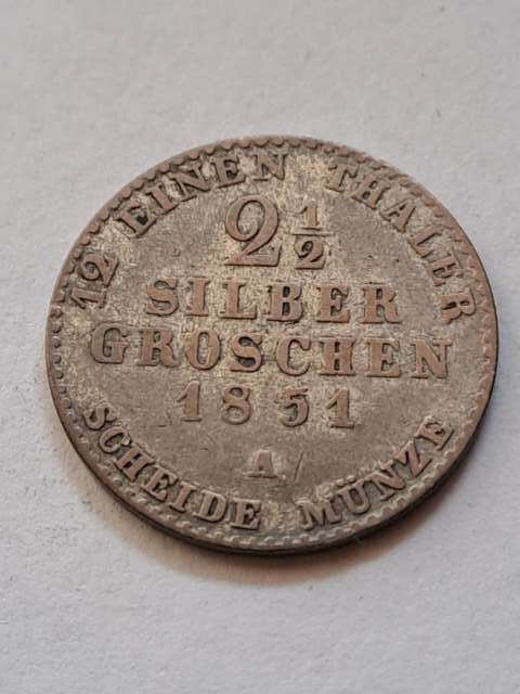 Niemcy 2 1/2 Srebrnego Grosza Prusy 1851 r