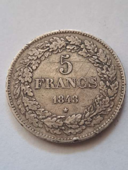 Belgia 5 Franków Leopold I 1848 r
