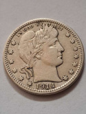 USA 1/4 Dollara Barber 1914 r D USA 1/4 Dollara Barber 1914 r D