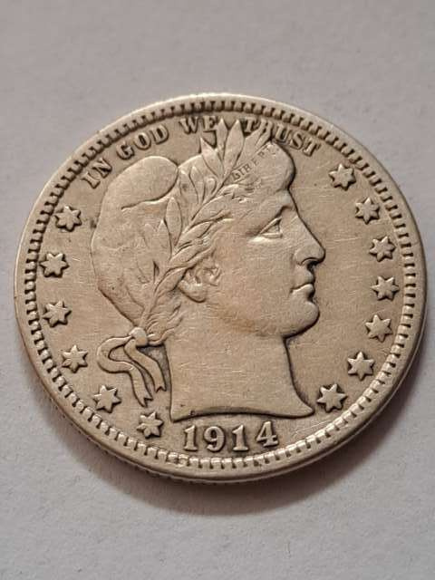 USA 1/4 Dollara Barber 1914 r D USA 1/4 Dollara Barber 1914 r D