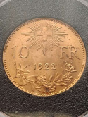Szwajcaria 10 Franków Konfederacja 1922 r