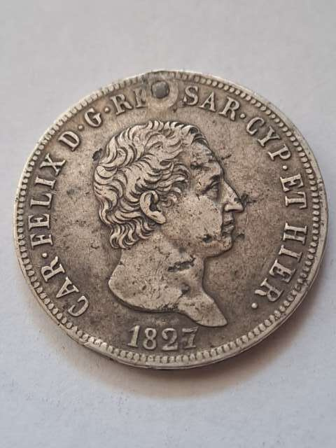 Sardynia 5 Lirów Karol Feliks 1827 r Sardynia 5 Lirów Karol Feliks 1827 r