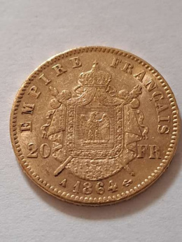 Francja 20 Franków Napoleon III 1864 r A