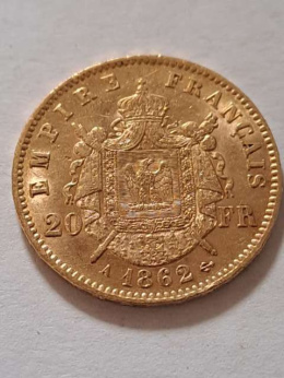 Francja 20 Franków Napoleon III 1862 r A
