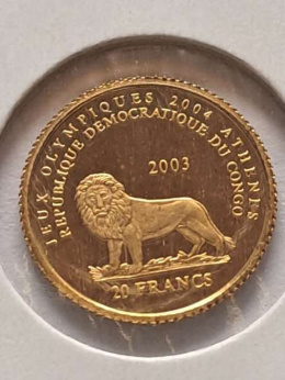 Kongo 20 Franków Sowa Ateńska 2003 r
