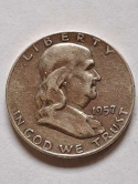 USA 1/2 Dollara Franklin 1957 r