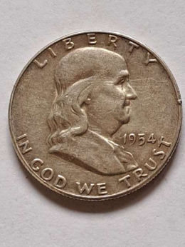 USA 1/2 Dollara Franklin 1954 r