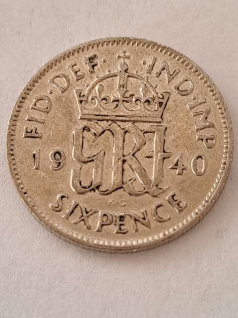 Wielka Brytania 6 Pensów Jerzy VI 1940 r Wielka Brytania 6 Pensów Jerzy VI 1940 r