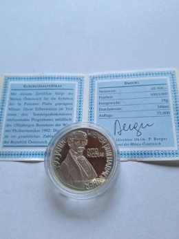 Austria 100 Schilling Otto Nicolai 1992 r