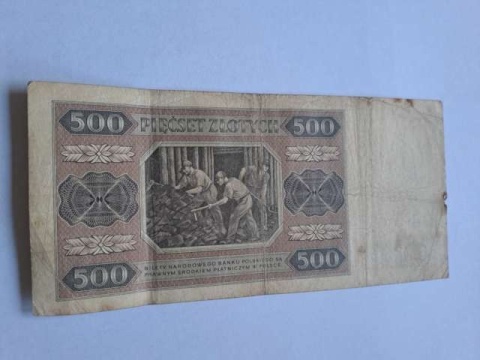 Banknot 500 zł 1948 r seria AU Banknot 500 zł 1948 r seria AU