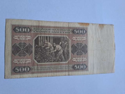 Banknot 500 zł 1948 r seria AZ Banknot 500 zł 1948 r seria AZ