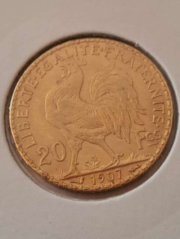 Francja 20 Franków Kogut 1907 r