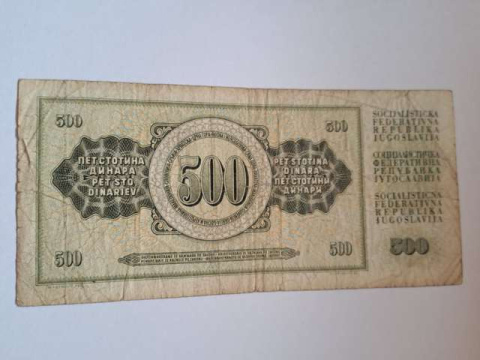 Jugosławia Banknot 500 dinarów 1978 r Jugosławia Banknot 500 dinarów 1978 r