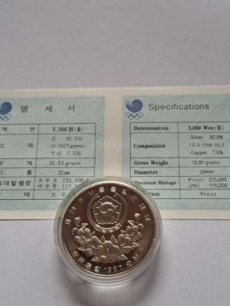 Korea 5000 Won Olimpiada Seul 1987 r