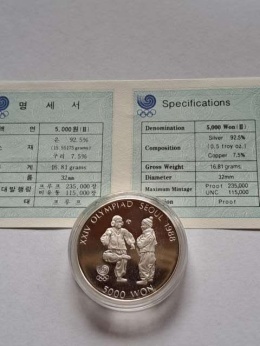 Korea 5000 Won Olimpiada Seul 1987 r
