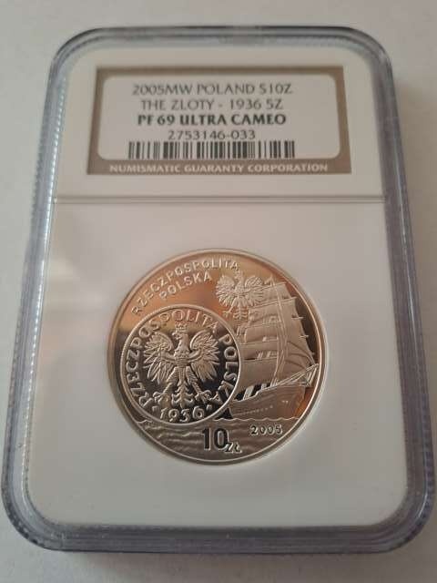 10 zł Dzieje Złotego Żaglowiec 2005 r NGC PF 69 10 zł Dzieje Złotego Żaglowiec 2005 r NGC PF 69
