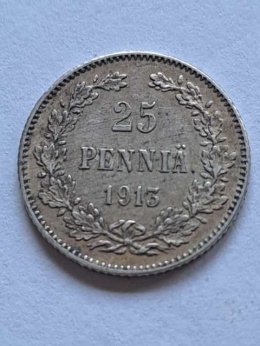 Finlandia 25 Pennia Mikolaj II 1913 r