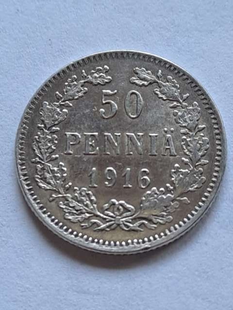 Finlandia 50 Pennia Mikołaj II 1916 r Finlandia 50 Pennia Mikołaj II 1916 r