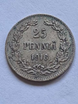 Finlandia 25 Pennia Mikolaj II 1916 r