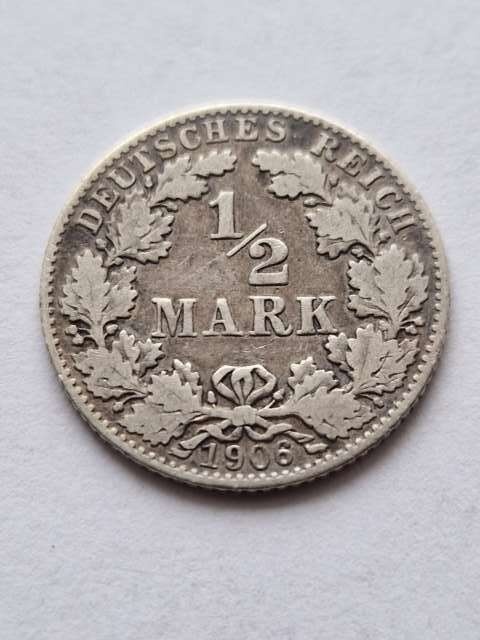 Niemcy 1/2 Marki Wilhelm II 1906 r D