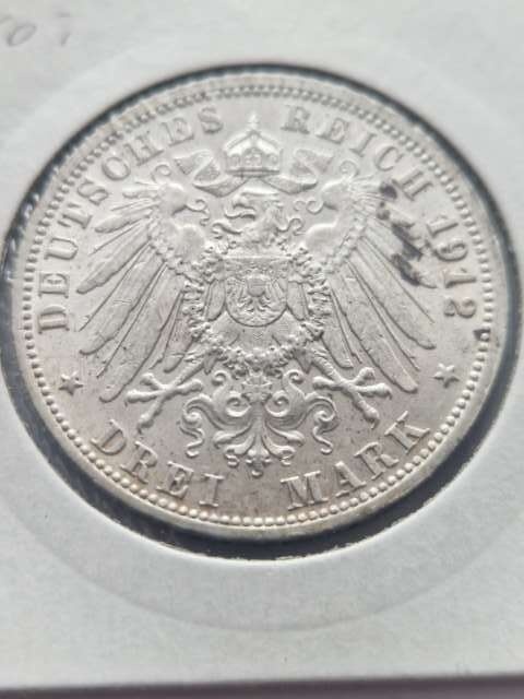 Niemcy 3 Marki Wirtembergia 1912 r