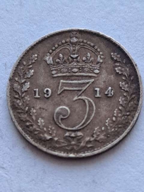 Wielka Brytania 3 pensy Jerzy V 1914 r